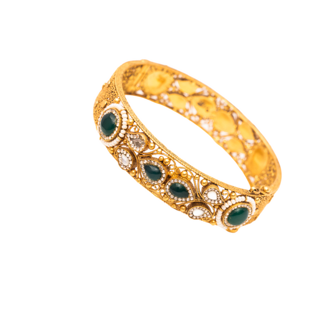 Glimmering Gems Antique Gold Bangles