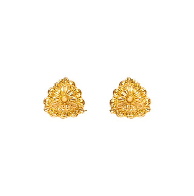 Tri Shape Stud Gold Earrings