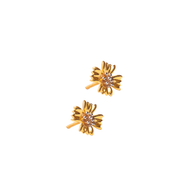 Dual Tone Flower Gold Earrings