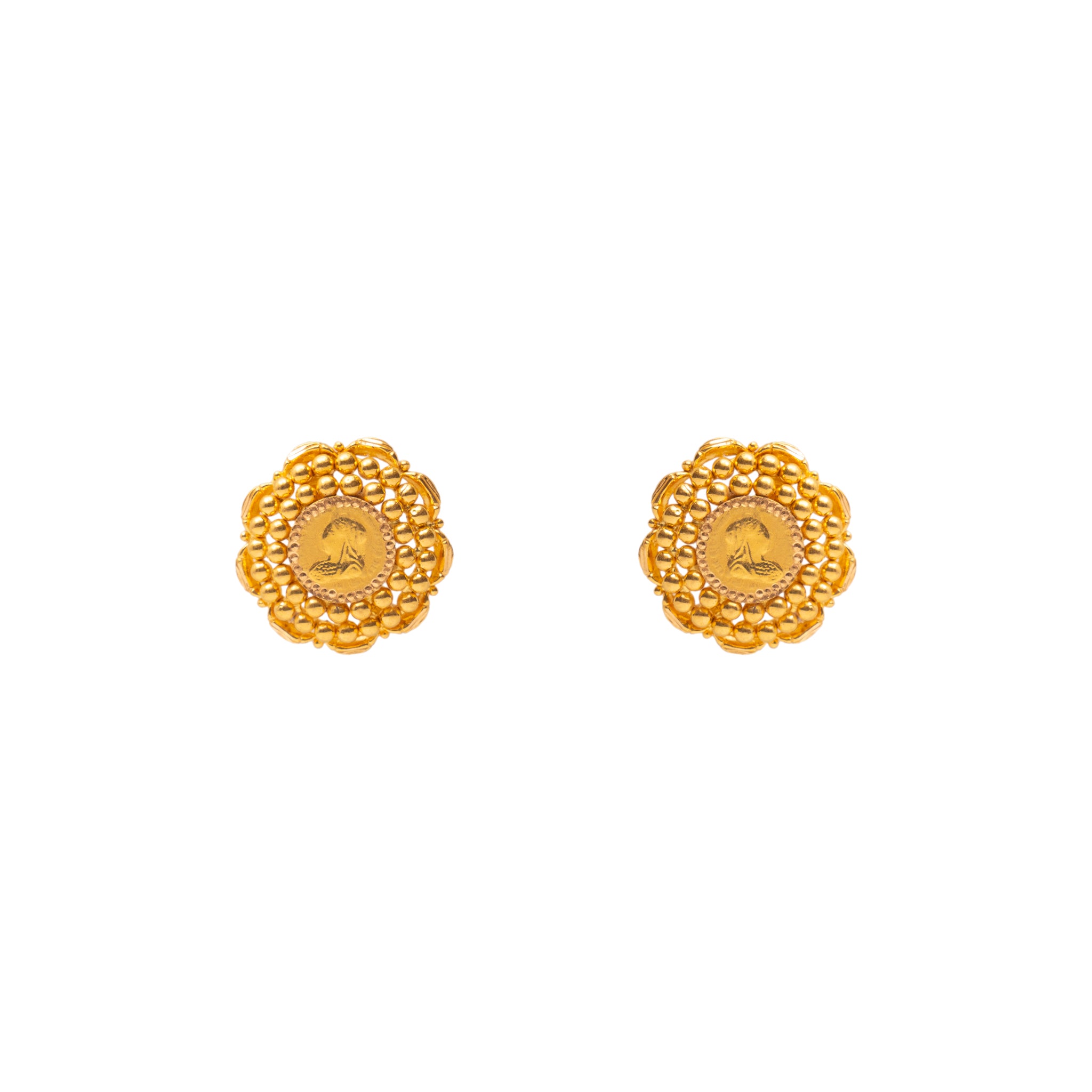 Gold Charm Stud Earrings