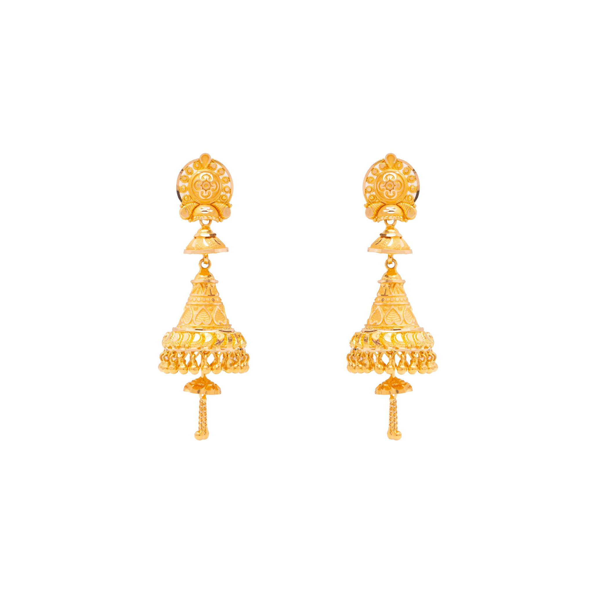 Sparkling Traditional Gold Jhumka Earrings