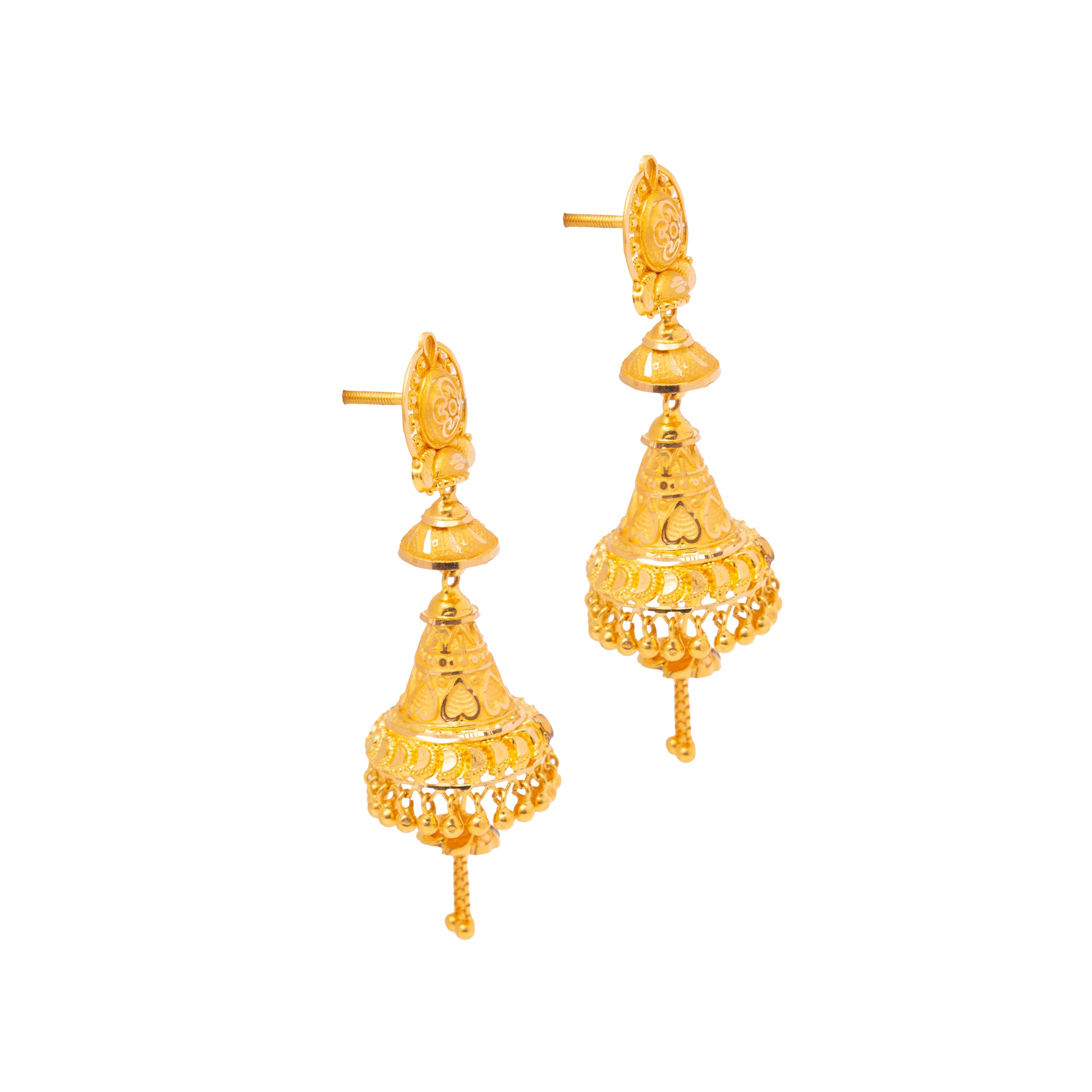 Sparkling Traditional Gold Jhumka Earrings