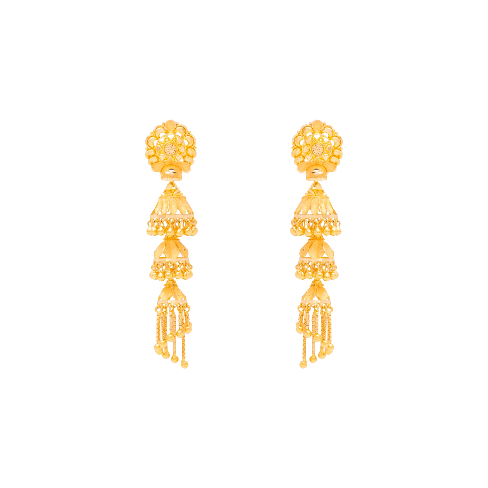 Traditional Layered  Gold Jhumka Earrings