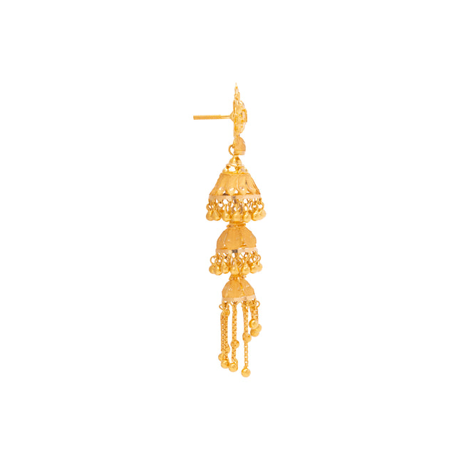 Traditional Layered  Gold Jhumka Earrings