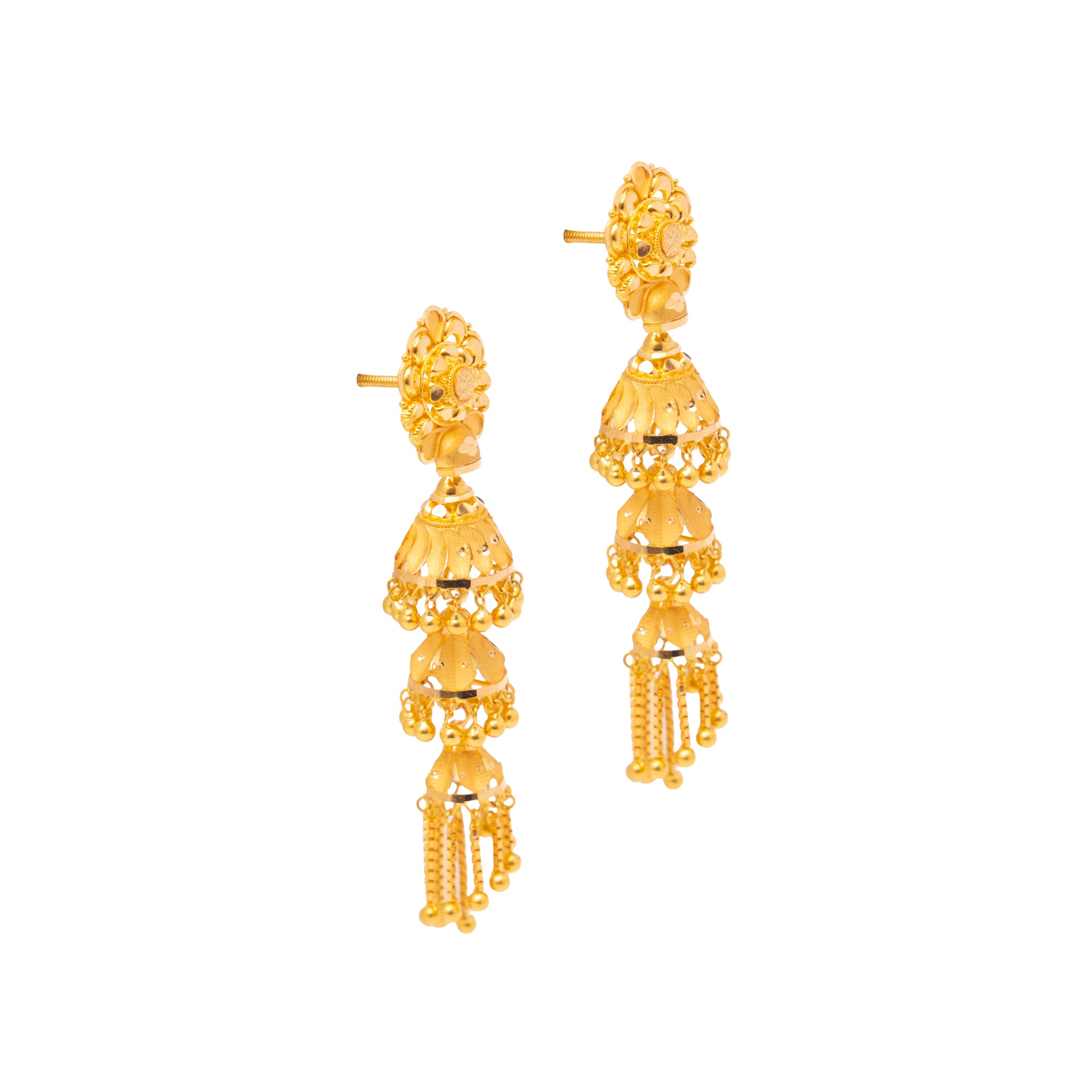 Traditional Layered  Gold Jhumka Earrings